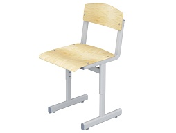 Стул школьный ученический 5-7 г/р регулируемый (фанера, м/к серый, плоскоовальная труба)