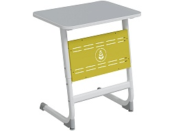Стол 1-местный школьный 5-7 г/р "Логика" АГРОТЕХ с перфорированным экраном (серый/желтый, м/к белый)