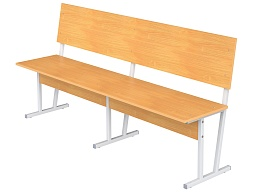 Скамья аудиторная трехместная 6 г/р (бук "Бавария", м/к серый, квадратная труба)