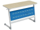 Стол 2-местный школьный 5-7 г/р "Логика" с перфорированным экраном (дуб "Бардолино"/синий, м/к белый)