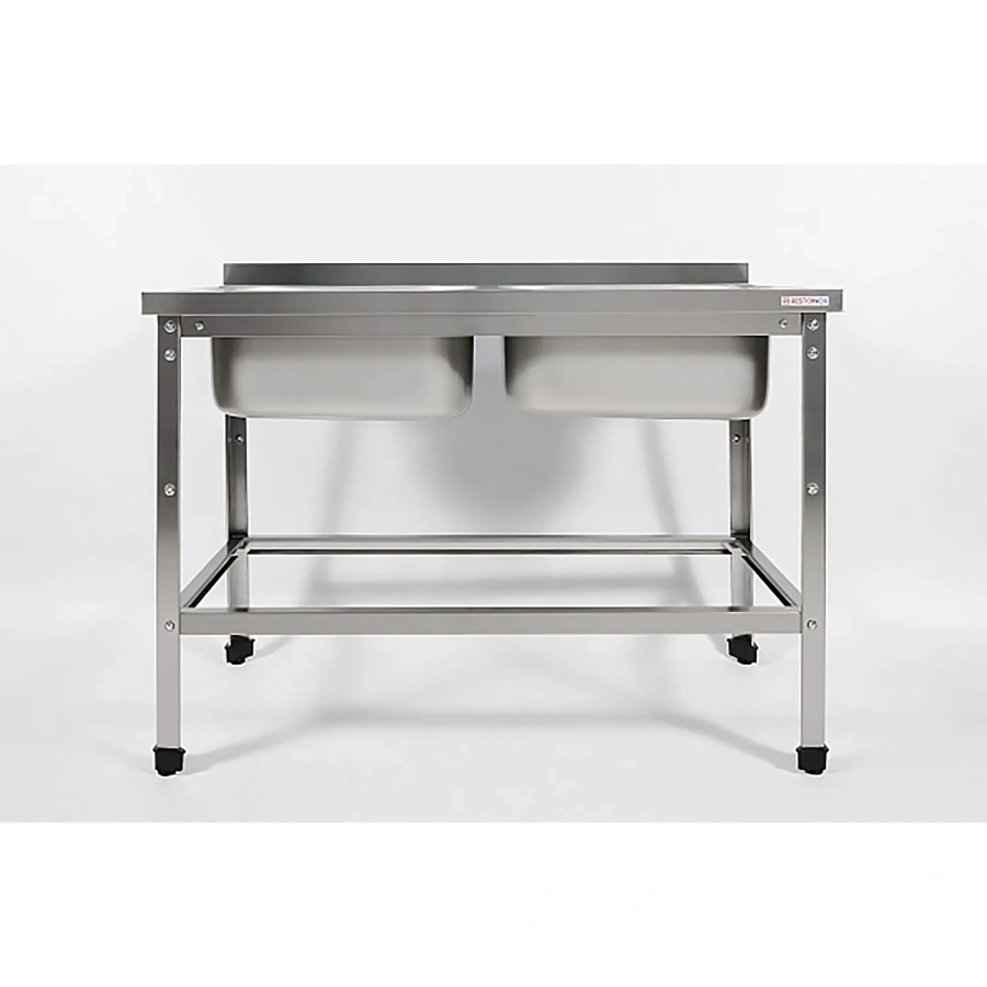 Ванна моечная двухсекционная цельнотянутая с бортом ВМЦ-2/12/6-БО-ЭН