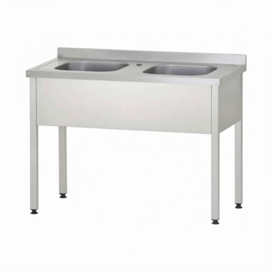 Ванна моечная ВМЦп 860х1200х700  2 м/о 300х500х500, борт, отв. д/смесит.