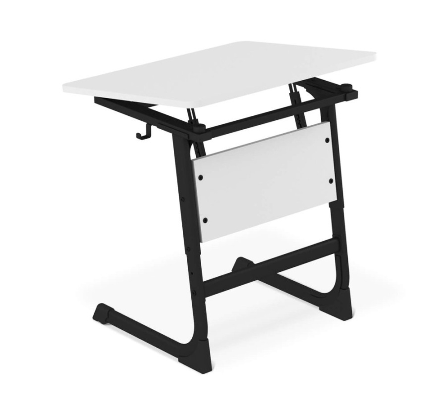 Cтол ученический белый снег/черный муар SHT-T-TN16/5-7