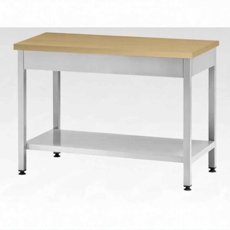 Стол кондитерский СПРп 860х1200х800 «Profi Inox», бук/40 (полка сплошная)