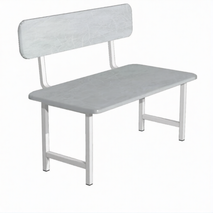 Банкетка двухместная БМ-2х (кожзам Эконом светло-серый, каркас белый)