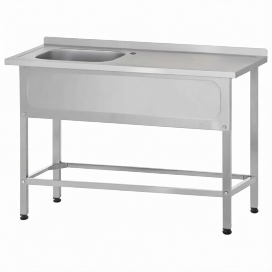 Ванна с рабочей поверхностью РПЦн  860х1000х600 правое м/о, борт, экран (ножка л.)