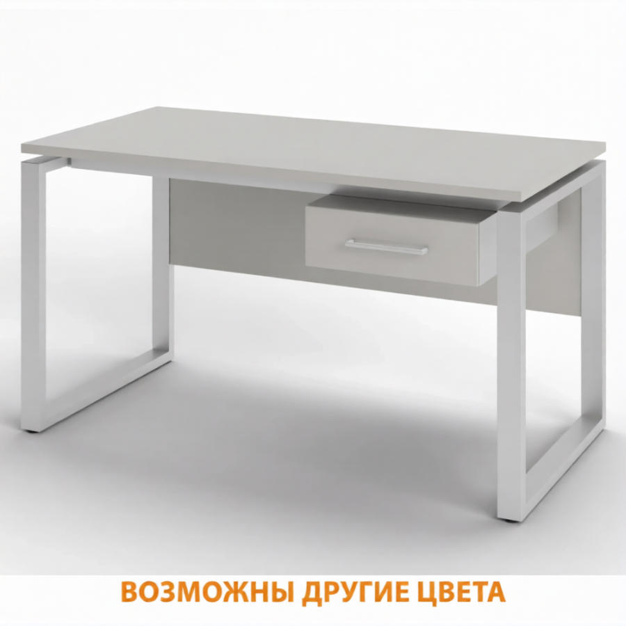 Стол рабочий 1 ящик СрТ-21 (тип 2) (1600х700х750) (столешница ЛДСП серый, каркас серый)