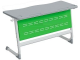 Стол 2-местный школьный 3-5 г/р "Логика" PL с наклоном столешницы 0-15° и перфорированным экраном (серый/зеленый, м/к белый)